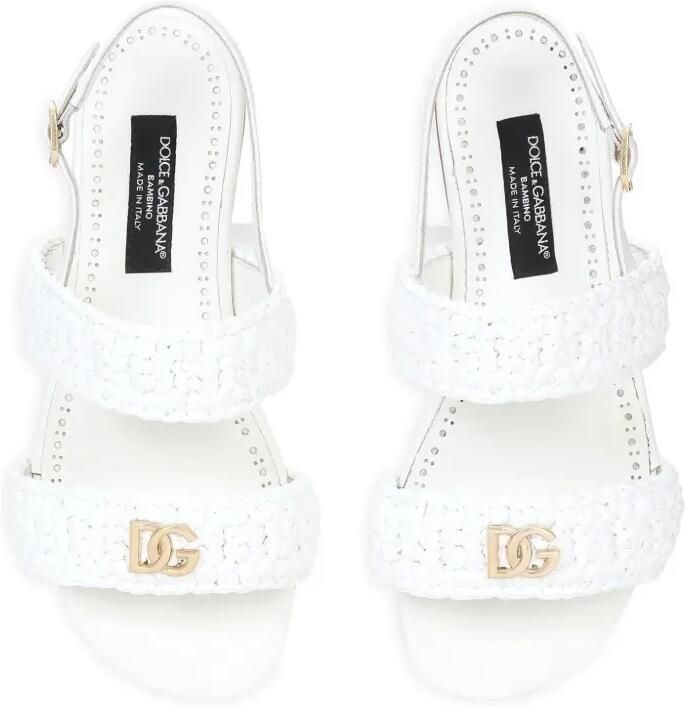 Dolce & Gabbana Kids Gehaakte leren sandalen Wit - Foto 2