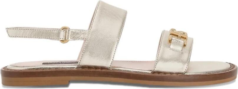 Dolce & Gabbana Kids Gelamineerde leren sandalen met logoband Goud - Foto 4