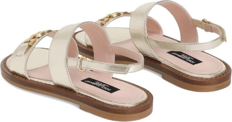 Dolce & Gabbana Kids Gelamineerde leren sandalen met logoband Goud - Foto 3