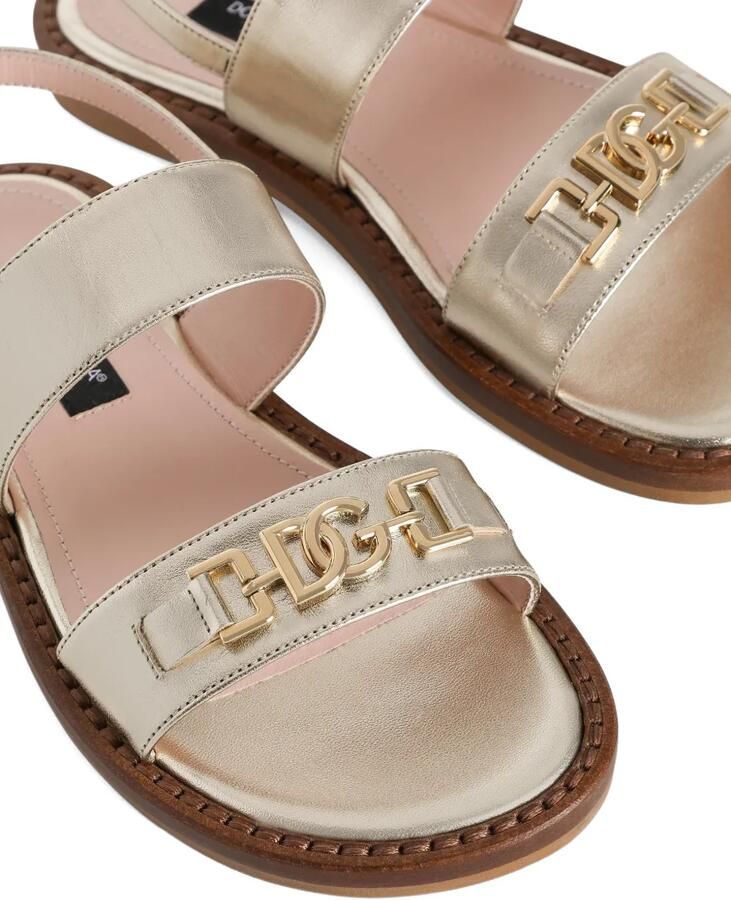 Dolce & Gabbana Kids Gelamineerde leren sandalen met logoband Goud - Foto 2
