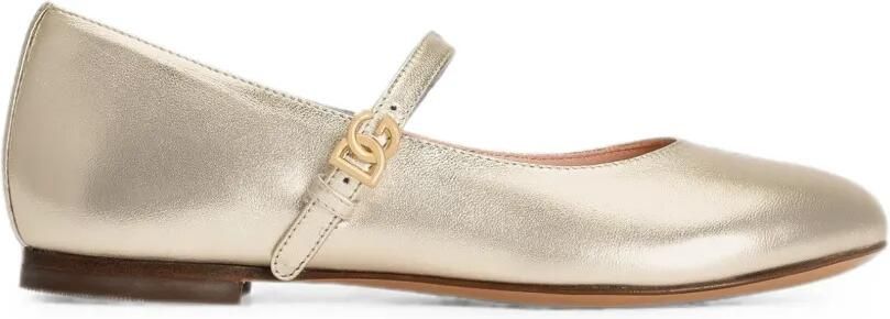 Dolce & Gabbana Kids Gelamineerde nappa leren ballerina's Goud - Foto 2