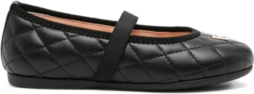Dolce & Gabbana Kids Gewatteerde ballerina's met logo-plakkaat Zwart