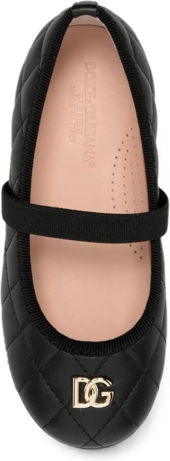 Dolce & Gabbana Kids Gewatteerde ballerina's met logo-plakkaat Zwart - Foto 2