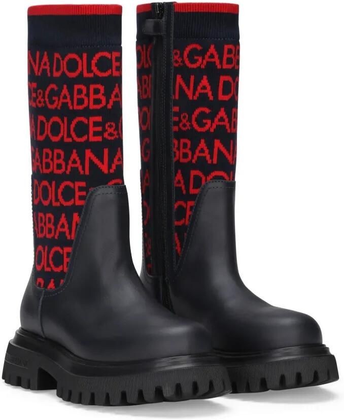 Dolce & Gabbana Kids Intarsia laarzen met logo Zwart