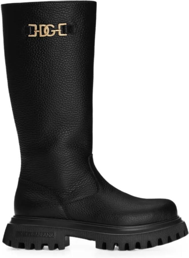 Dolce & Gabbana Kids Kalfsleren laarzen Zwart