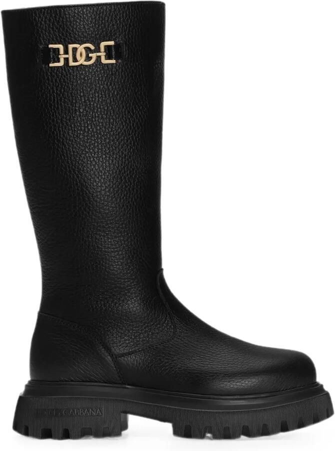 Dolce & Gabbana Kids Kalfsleren laarzen Zwart