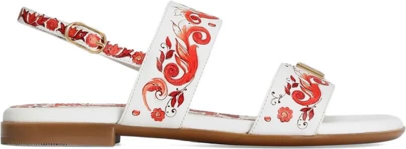 Dolce & Gabbana Kids Kalfsleren sandalen met Majolica-print Wit - Foto 4