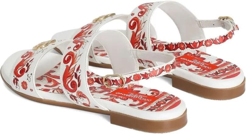 Dolce & Gabbana Kids Kalfsleren sandalen met Majolica-print Wit - Foto 3