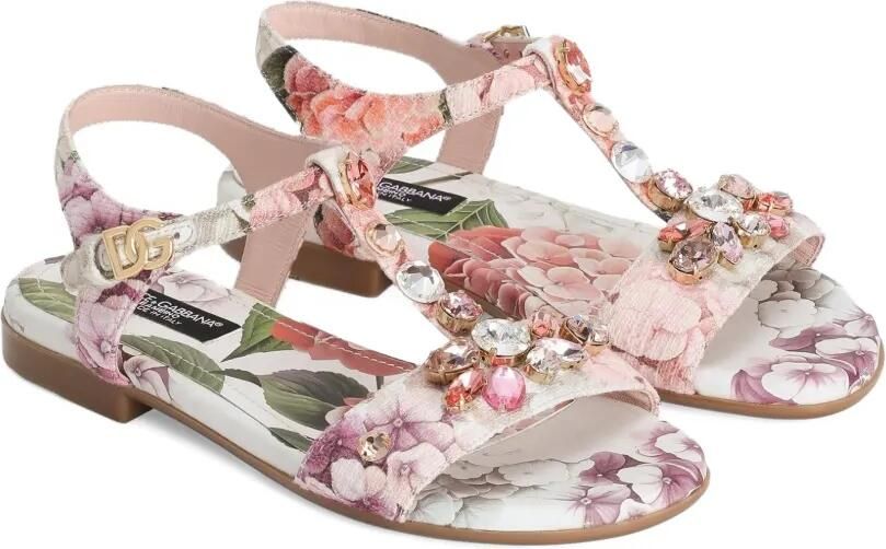 Dolce & Gabbana Kids Katoenen sandalen met bloemprint Wit