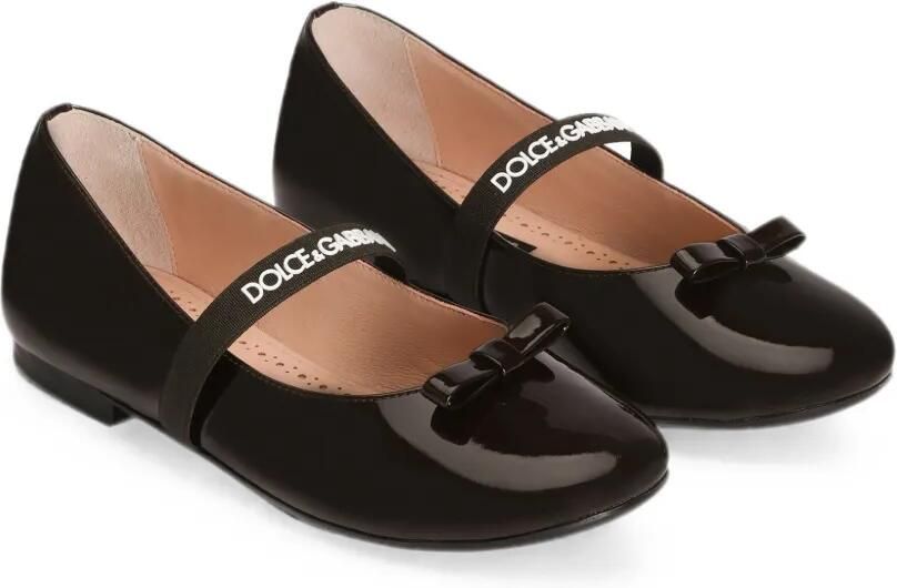 Dolce & Gabbana Kids Lakleren ballerina's Bruin