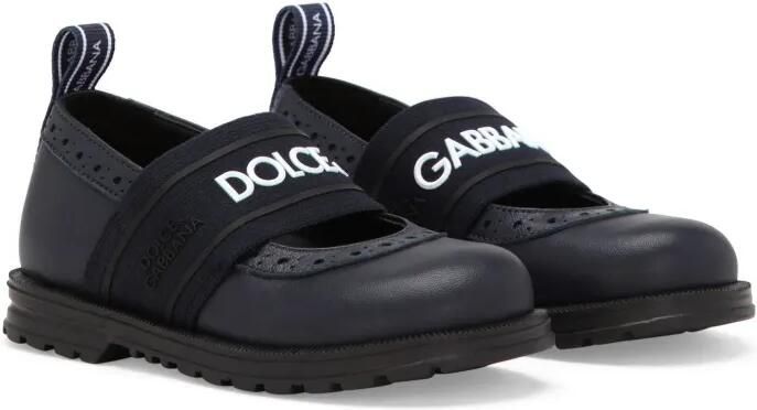 Dolce & Gabbana Kids Leren ballerina's met print Blauw