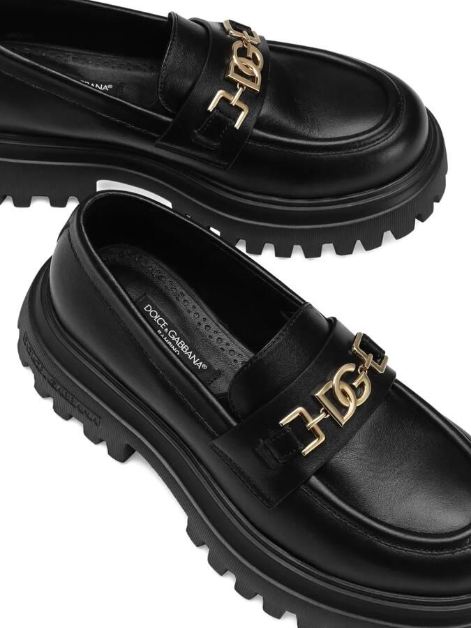 Dolce & Gabbana Kids Leren loafers met chunky zool Zwart - Foto 2