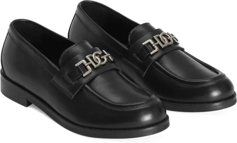 Dolce & Gabbana Kids Leren loafers met logo Zwart