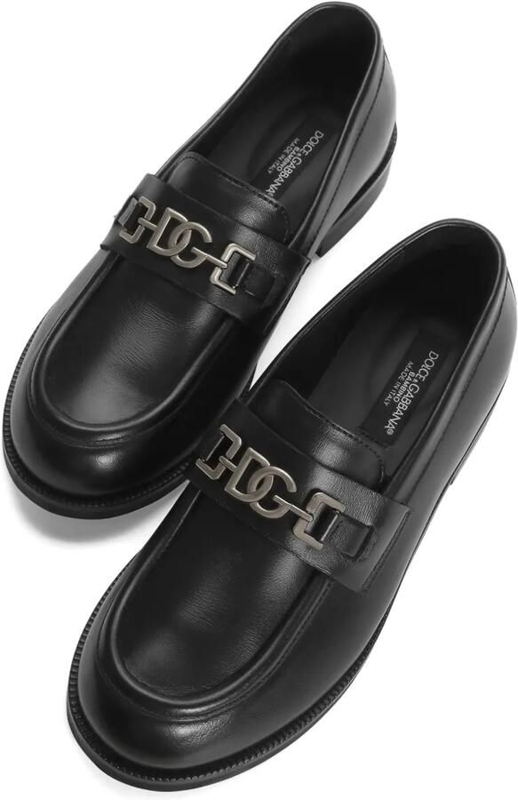 Dolce & Gabbana Kids Leren loafers met logo Zwart - Foto 2