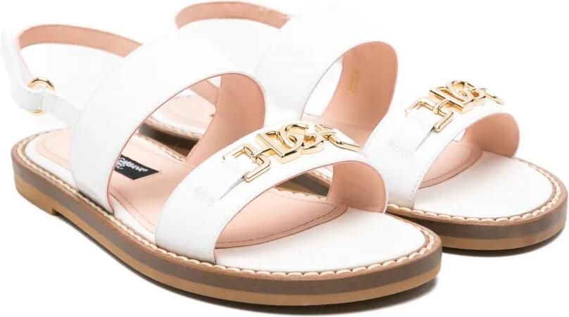 Dolce & Gabbana Kids Leren sandalen met logo Wit