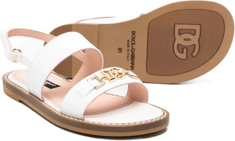 Dolce & Gabbana Kids Leren sandalen met logo Wit - Foto 3