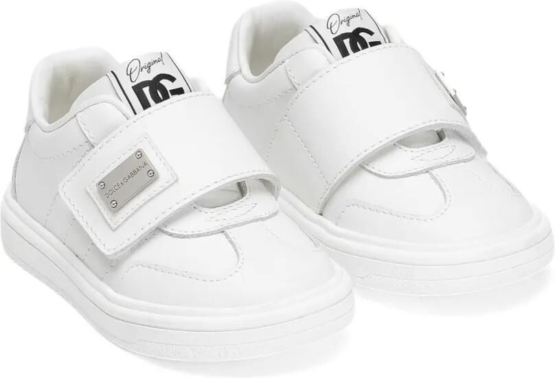 Dolce & Gabbana Kids Leren sneakers met klittenband Wit - Foto 2