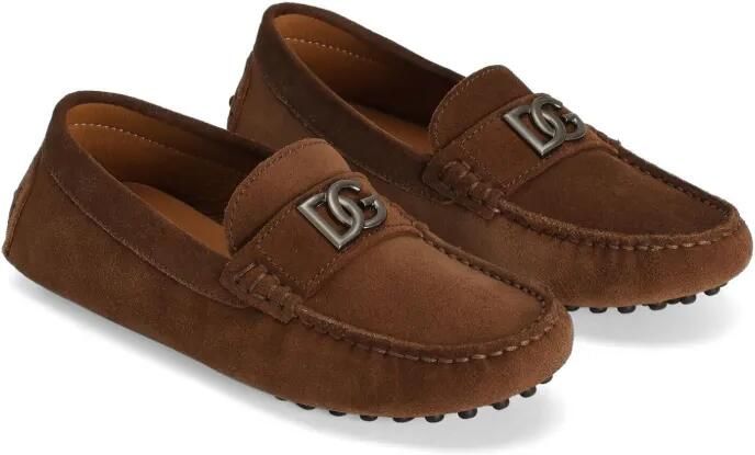 Dolce & Gabbana Kids Loafers met logoplakkaat Bruin