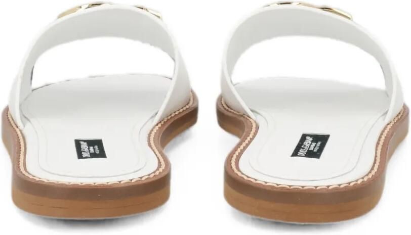 Dolce & Gabbana Kids Platte kalfsleren slippers Wit - Foto 2