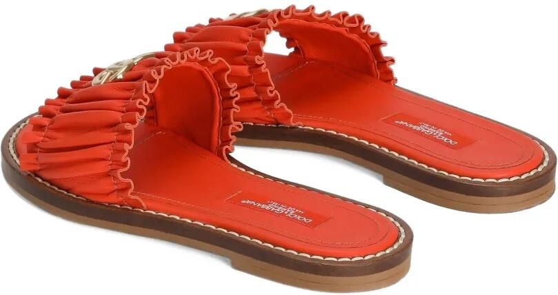 Dolce & Gabbana Kids Platte nappa leren slippers Oranje - Foto 2