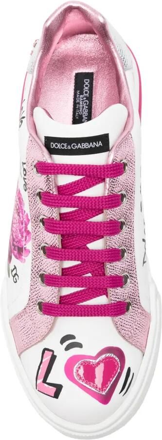 Dolce & Gabbana Kids Portofino Licht sneakers met graffiti-print Wit - Foto 2