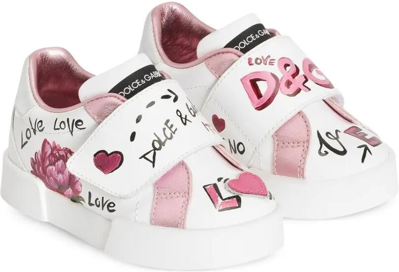 Dolce & Gabbana Kids Portofino Light kalfsleren sneakers Wit