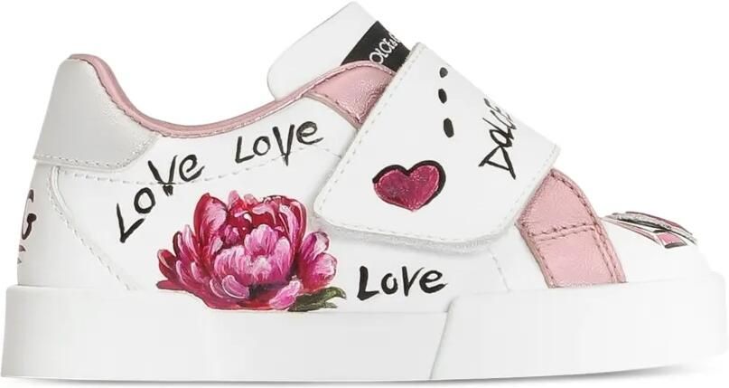 Dolce & Gabbana Kids Portofino Light kalfsleren sneakers Wit - Foto 3