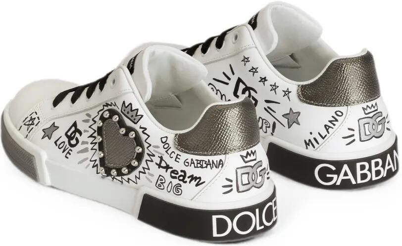 Dolce & Gabbana Kids Portofino nappa kalfsleren sneakers Wit