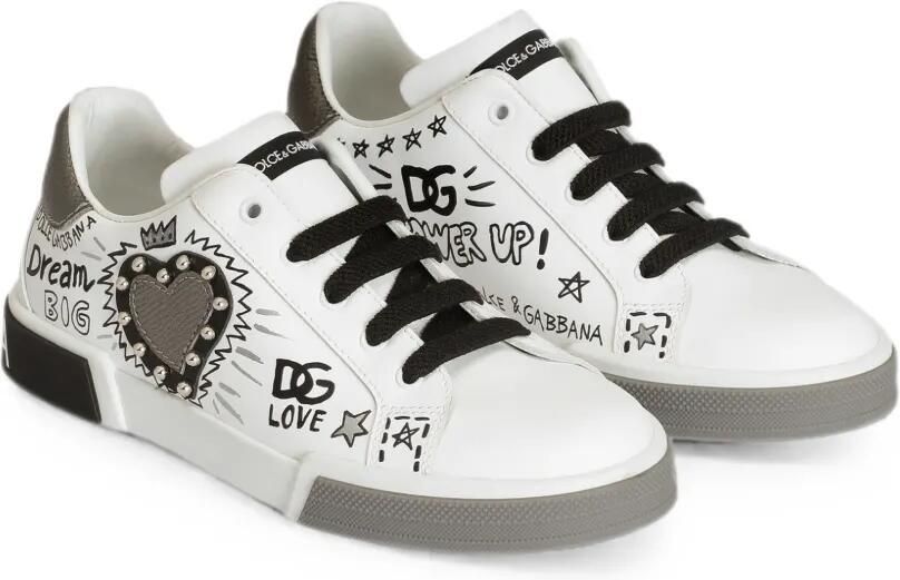 Dolce & Gabbana Kids Portofino nappa kalfsleren sneakers Wit - Foto 2