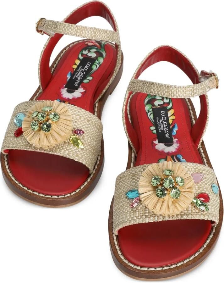 Dolce & Gabbana Kids Raffia sandalen met borduurwerk Beige - Foto 2
