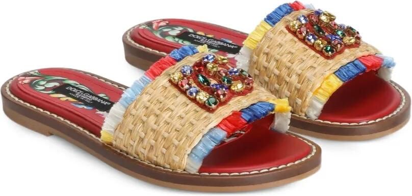 Dolce & Gabbana Kids Sandalen met franjes Beige
