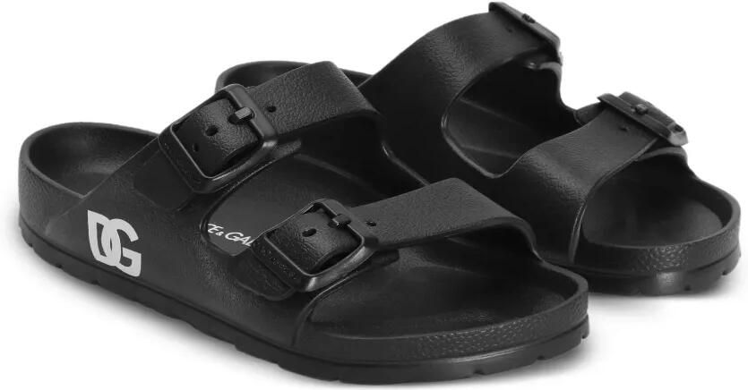 Dolce & Gabbana Kids Sandalen met gesp en logo Zwart