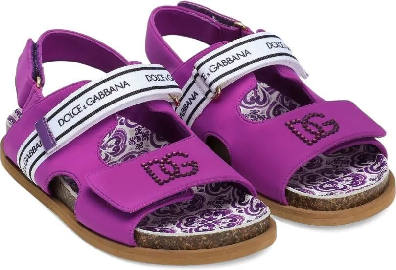 Dolce & Gabbana Kids Sandalen met logobandje Roze
