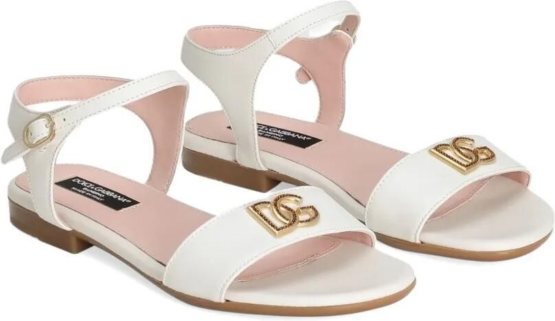 Dolce & Gabbana Kids Sandalen met logoplakkaat Beige