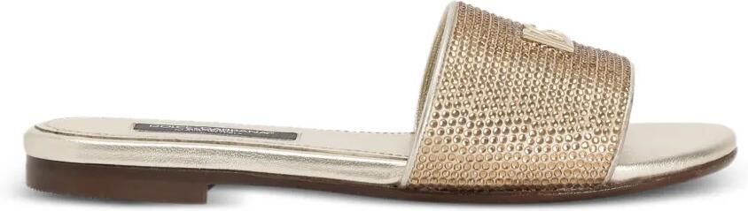 Dolce & Gabbana Kids Sandalen met logoplakkaat Goud