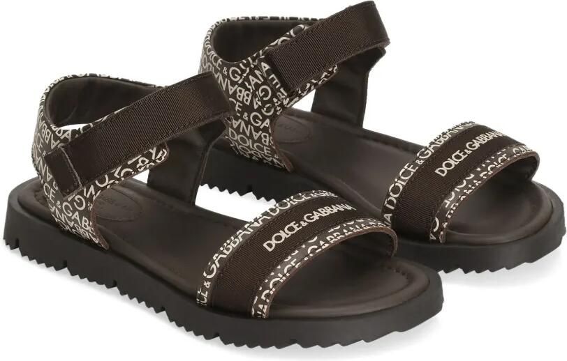 Dolce & Gabbana Kids Sandalen met logoprint Bruin
