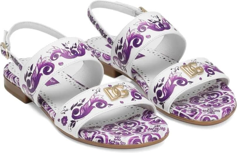 Dolce & Gabbana Kids Sandalen met Majolica-print Wit