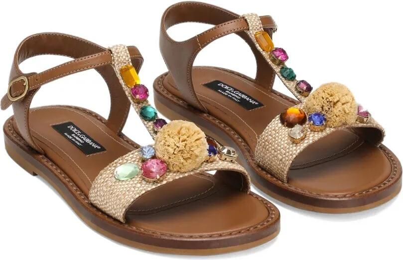 Dolce & Gabbana Kids Sandalen verfraaid met stras Beige