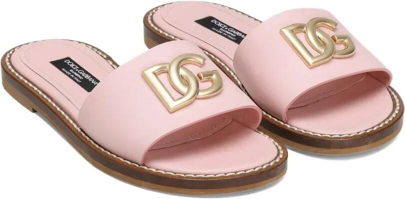 Dolce & Gabbana Kids Slippers met DG-plakkaat Roze