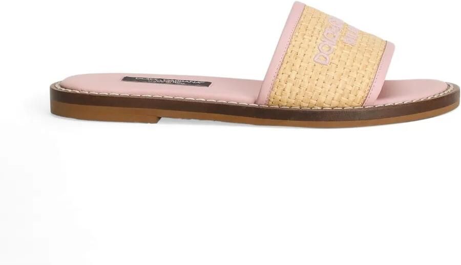 Dolce & Gabbana Kids Slippers met geborduurd logo Roze