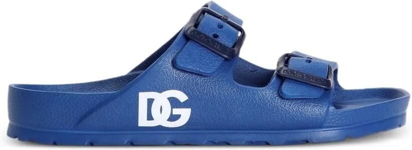 Dolce & Gabbana Kids Slippers met logo en gesp Blauw - Foto 4