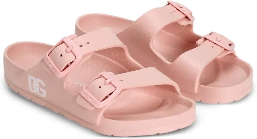 Dolce & Gabbana Kids Slippers met logo en gesp Roze