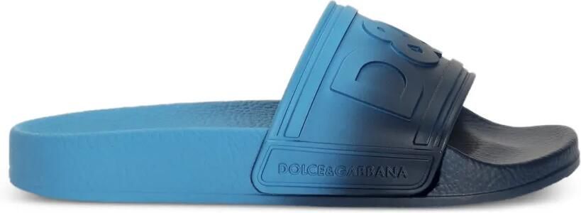 Dolce & Gabbana Kids Slippers met logo-reliëf Blauw