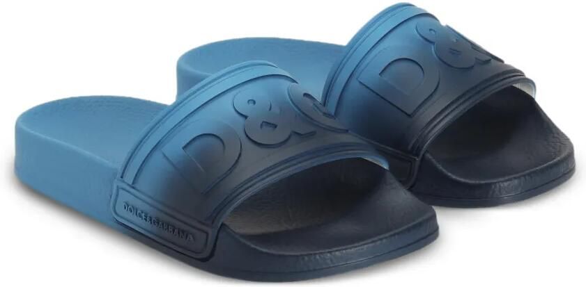 Dolce & Gabbana Kids Slippers met logo-reliëf Blauw - Foto 3