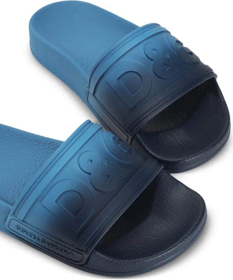 Dolce & Gabbana Kids Slippers met logo-reliëf Blauw - Foto 2