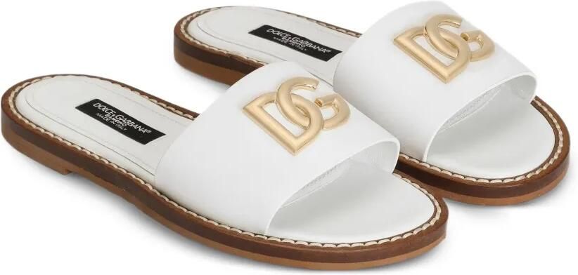 Dolce & Gabbana Kids Slippers met logo Wit