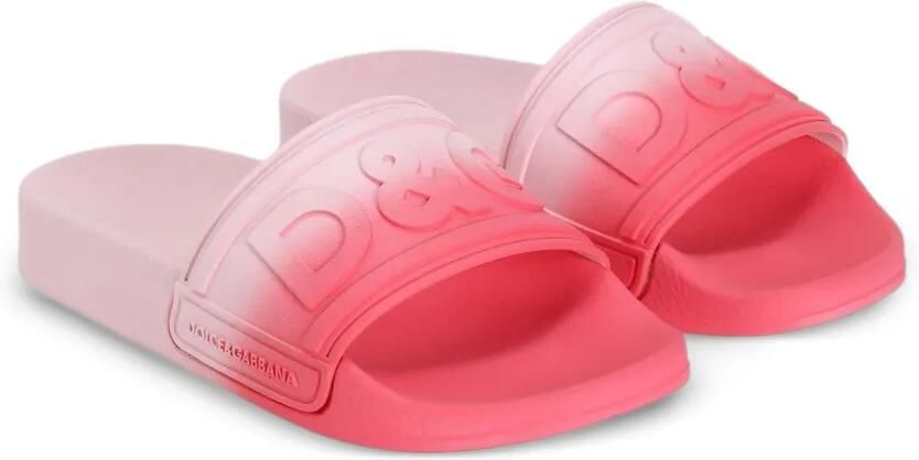 Dolce & Gabbana Kids Slippers met reliëf Roze - Foto 4