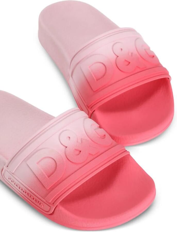 Dolce & Gabbana Kids Slippers met reliëf Roze - Foto 2