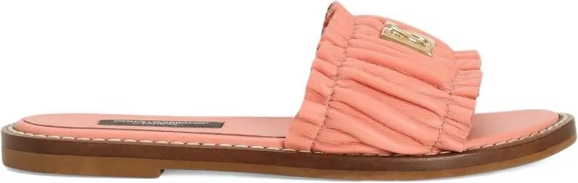 Dolce & Gabbana Kids Slippers van nappaleer Roze - Foto 4