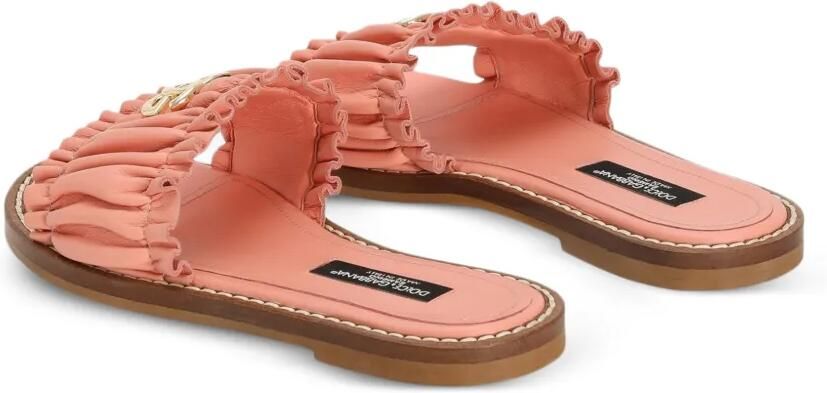 Dolce & Gabbana Kids Slippers van nappaleer Roze - Foto 3